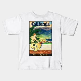 Vintage Travel Poster USACalifornia this summer Kids T-Shirt